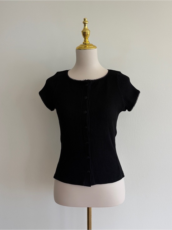 Free People Tops - Free People Intimately Most Wanted Cardi Black Ribbed Button Front Top
